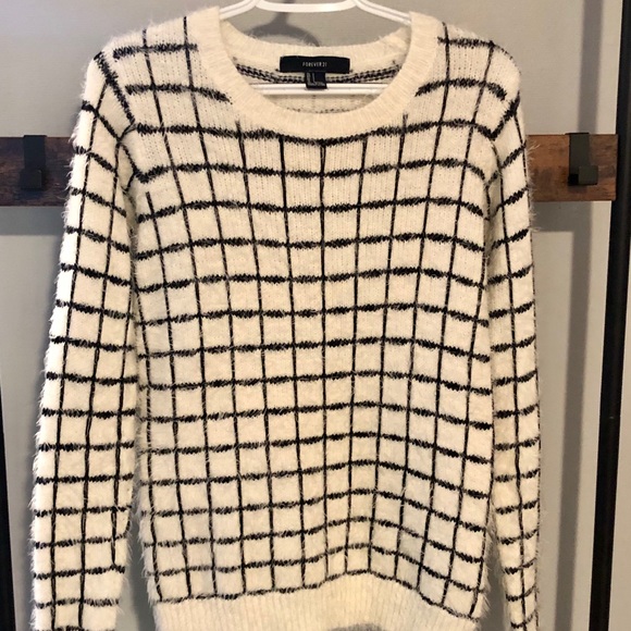 FOREVER 21 Fuzzy & Warm Black & White Sweater_SM - Picture 1 of 11